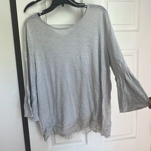 Gray Asymmetrical Bell Sleeve Tunic